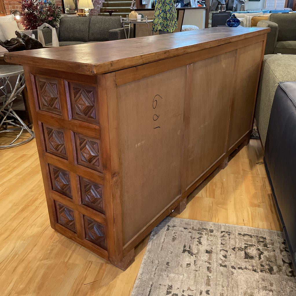 Spanish Carved Wood Narrow Sideboard