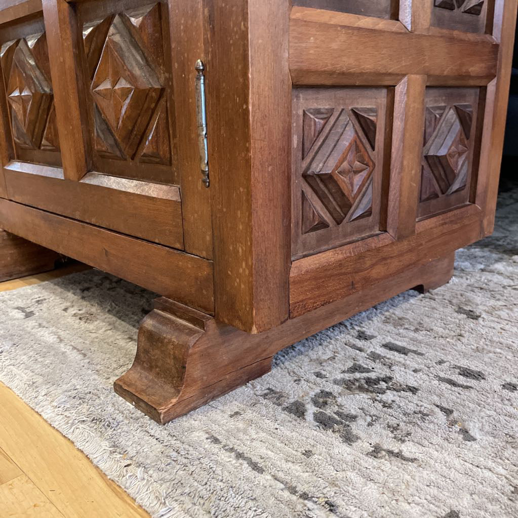 Spanish Carved Wood Narrow Sideboard