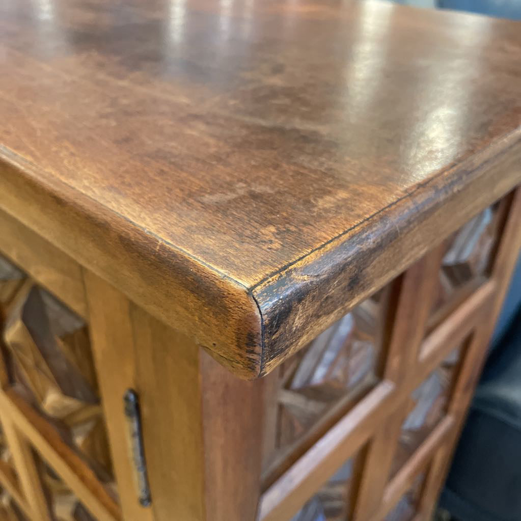 Spanish Carved Wood Narrow Sideboard