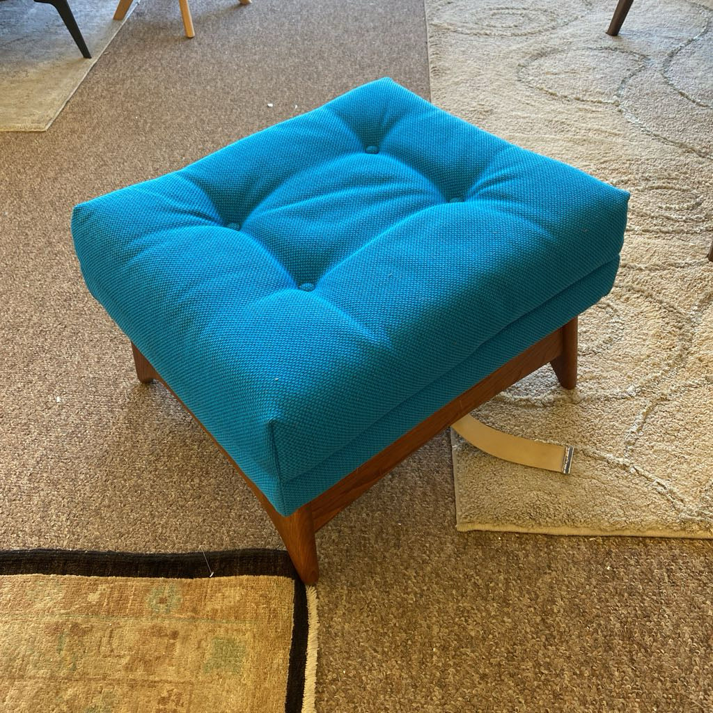 KROEHLER MCM Aqua Blue High Back Chair & Ottoman (AS IS)