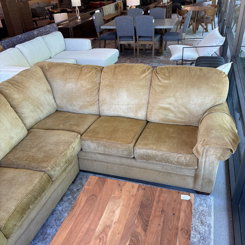 Yellow Rolled Arm Corner Sectional Flex Steel