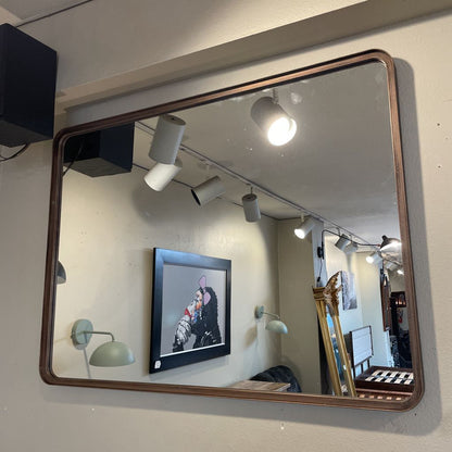 Faux Wood Rectangle w/ Rounded Corner Mirror