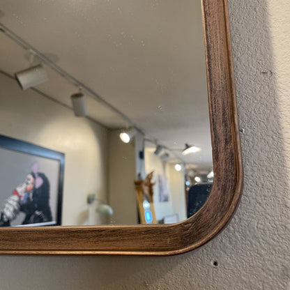 Faux Wood Rectangle w/ Rounded Corner Mirror