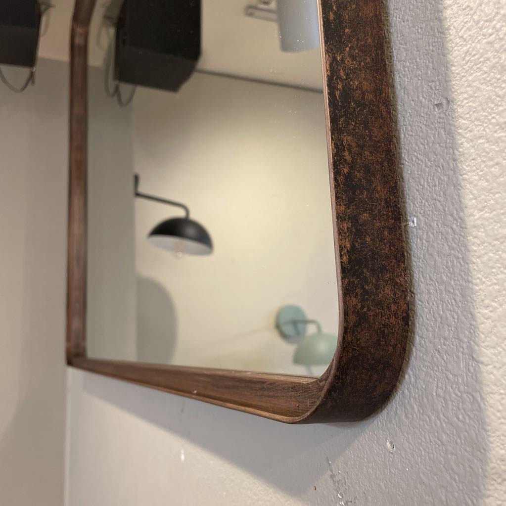 Faux Wood Rectangle w/ Rounded Corner Mirror