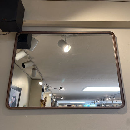 Faux Wood Rectangle w/ Rounded Corner Mirror