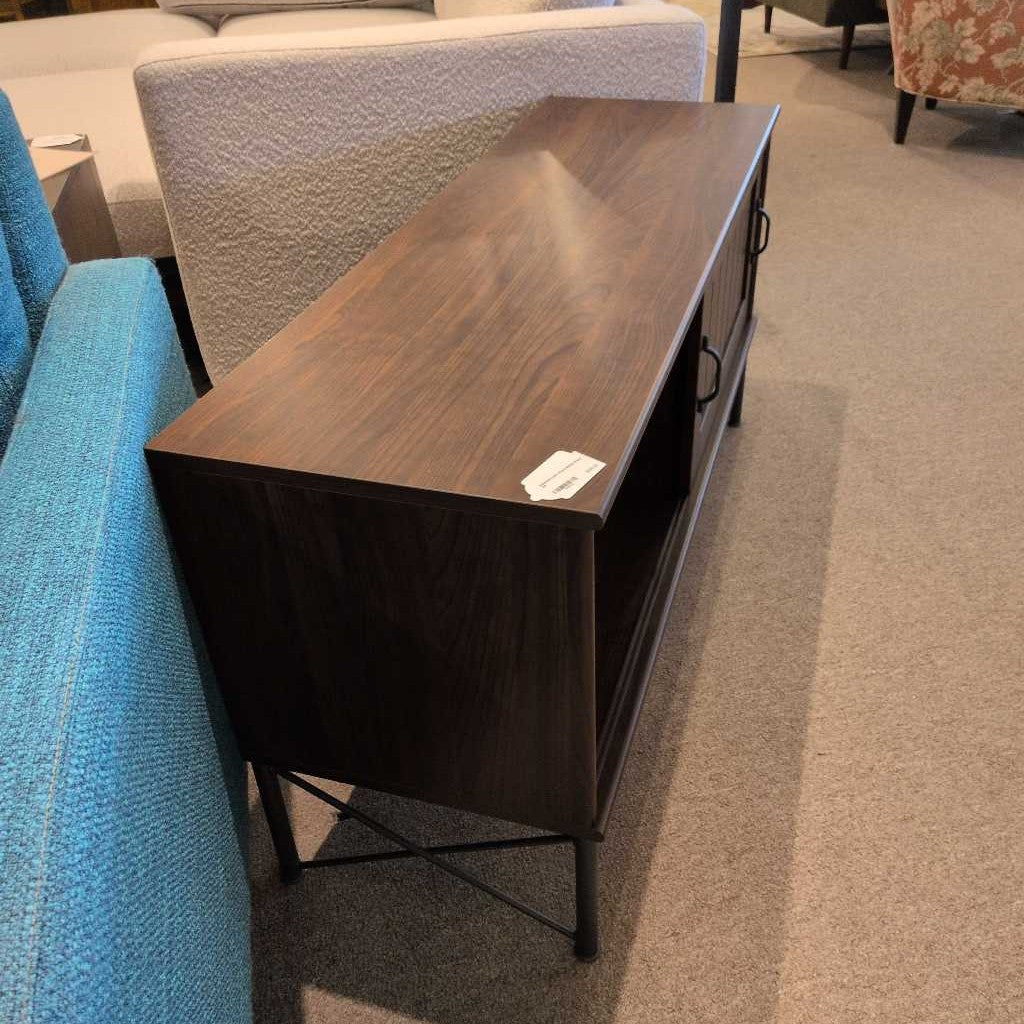 Industrial Dark Wood Media Stand