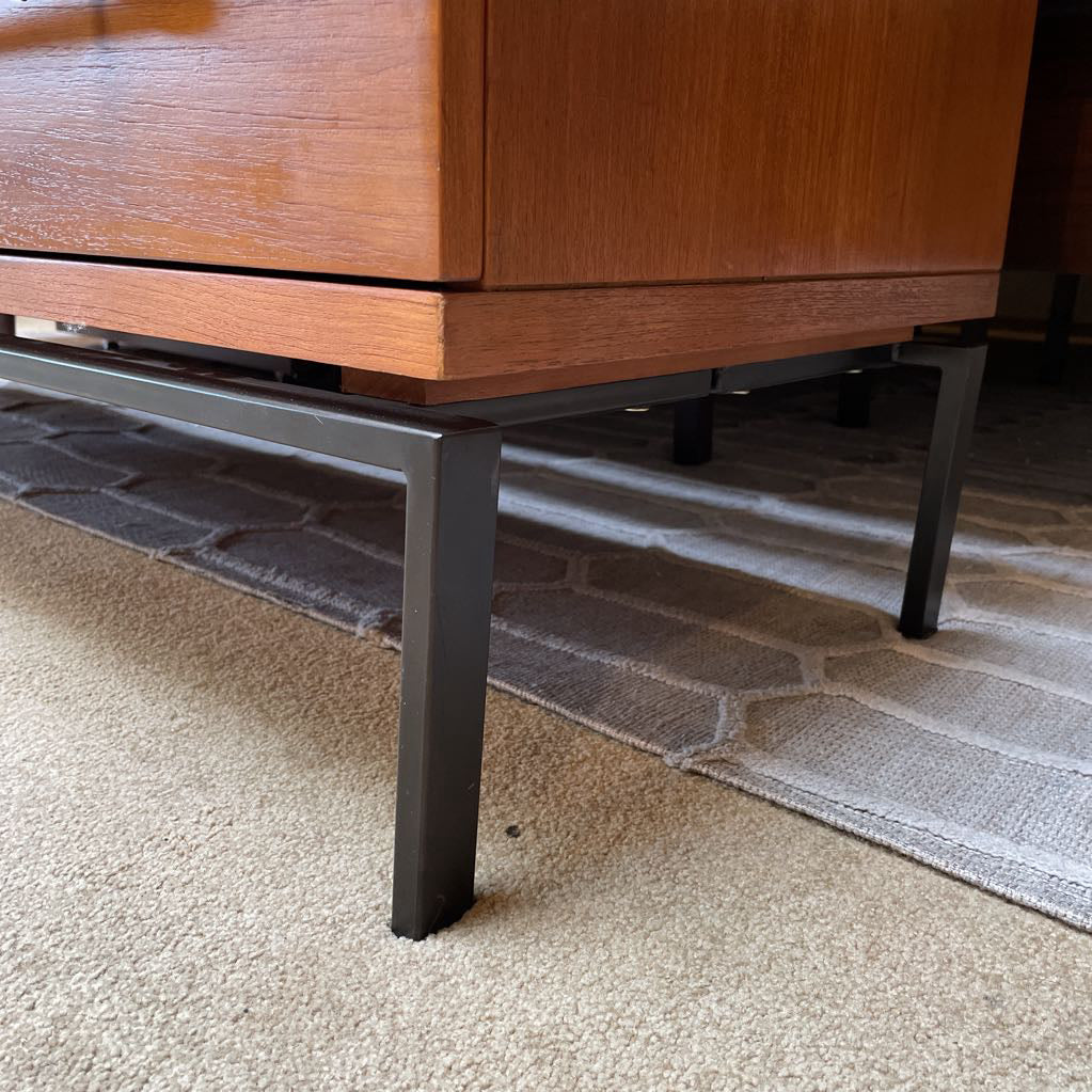 West Elm Walnut Finish 6 Drawer Lowboy w Long Wood Pulls