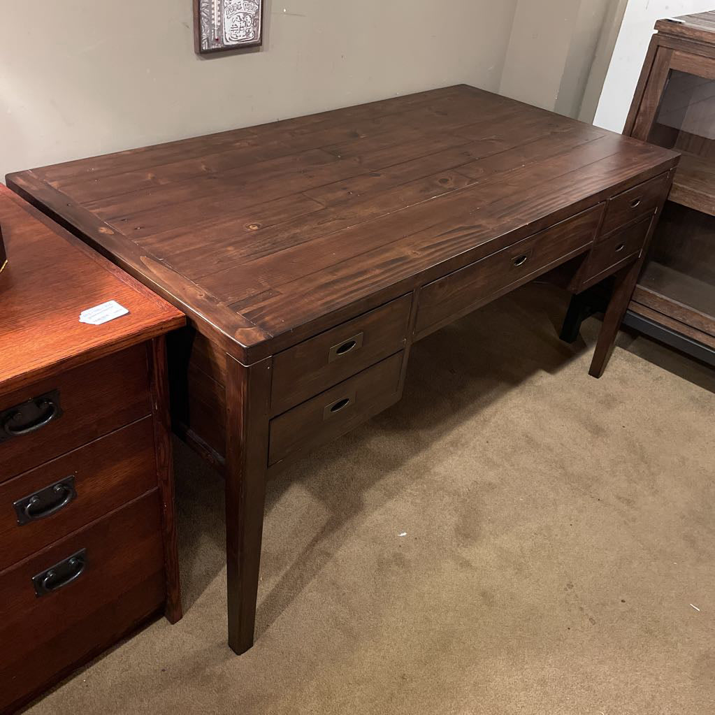 Crate & Barrel Morris Rustic Pine Dark Wood Desk