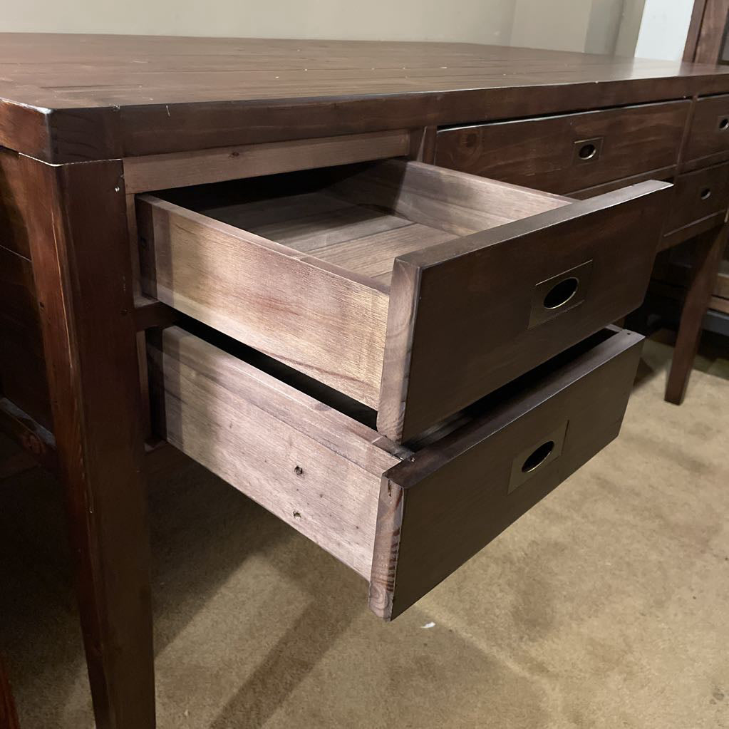 Crate & Barrel Morris Rustic Pine Dark Wood Desk