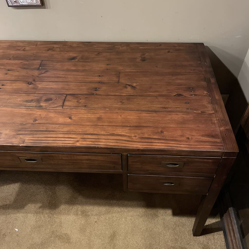 Crate & Barrel Morris Rustic Pine Dark Wood Desk