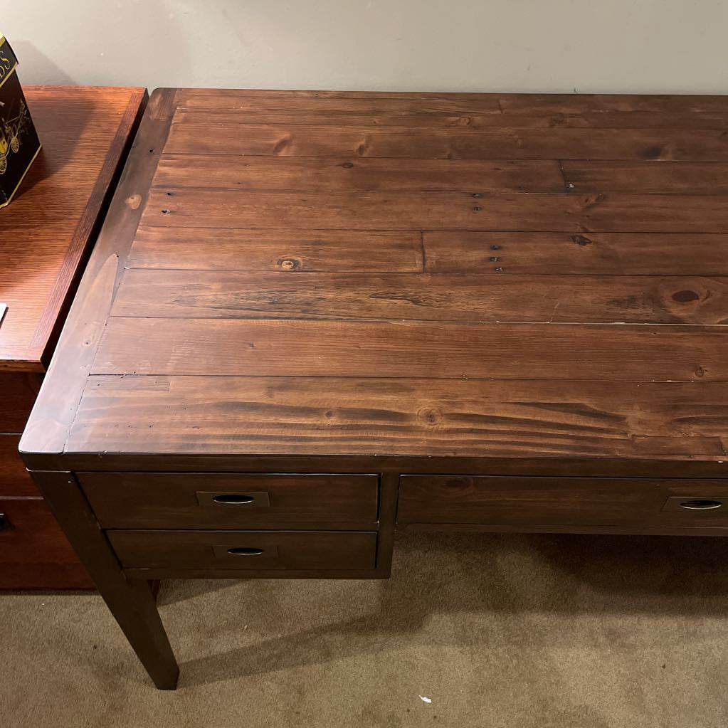 Crate & Barrel Morris Rustic Pine Dark Wood Desk