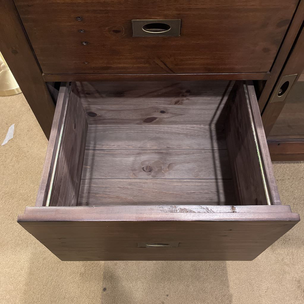 Crate & Barrel Morris Rustic Pine Media Console with Glass Door