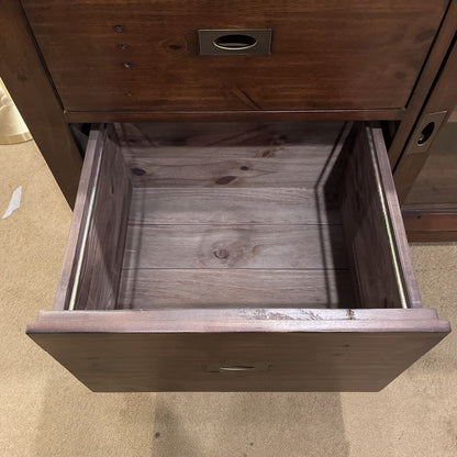 Crate & Barrel Morris Rustic Pine Media Console with Glass Door