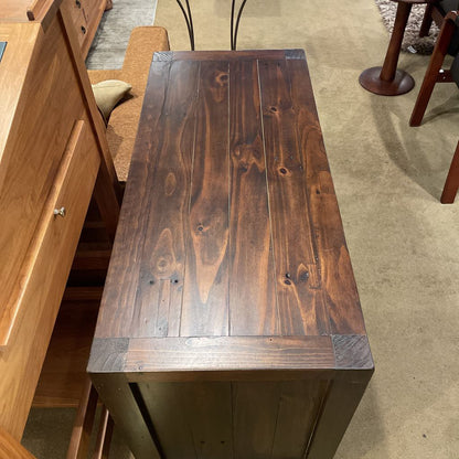 Crate & Barrel Morris Rustic Pine Media Console with Glass Door