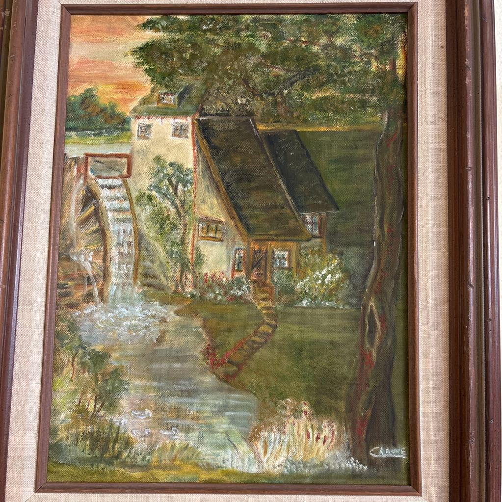 Signed Painted Watermill