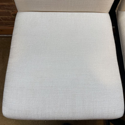 Large White Fabric Black Wood Frame Stool
