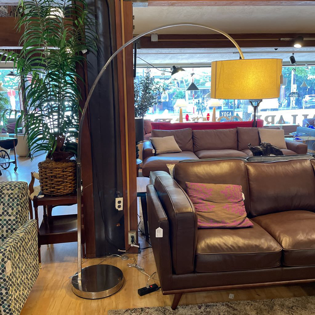 Silver Arc Lamp with White Drum Shade LAMPS