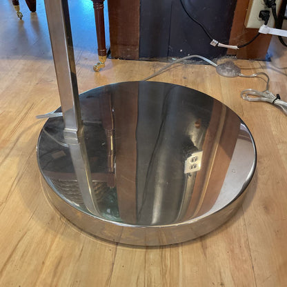 Silver Arc Lamp with White Drum Shade LAMPS