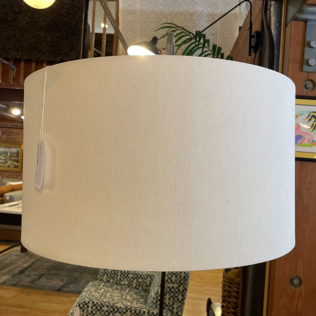 Silver Arc Lamp with White Drum Shade LAMPS
