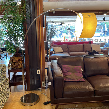 Silver Arc Lamp with White Drum Shade LAMPS