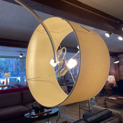 Silver Arc Lamp with White Drum Shade LAMPS