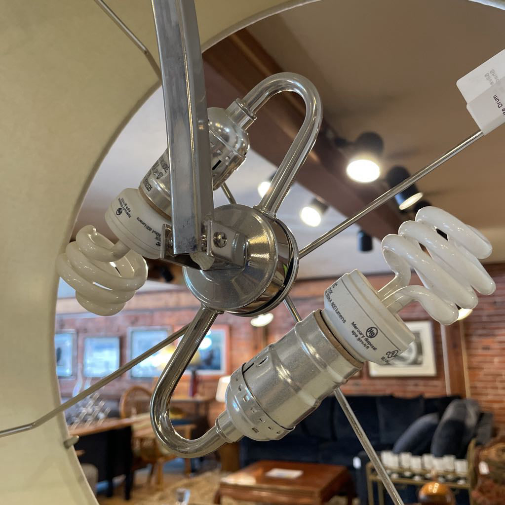 Silver Arc Lamp with White Drum Shade LAMPS