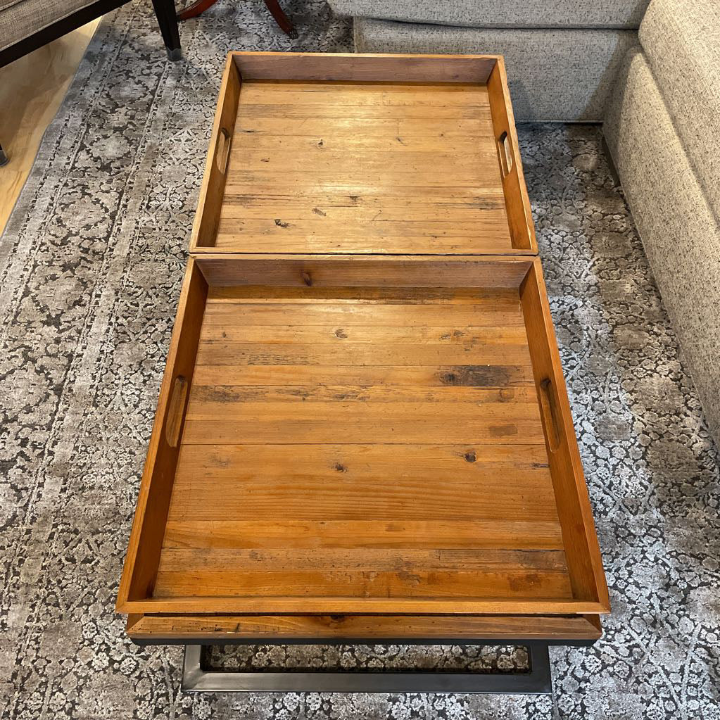 X Base Coffee Table with Double Tray Top