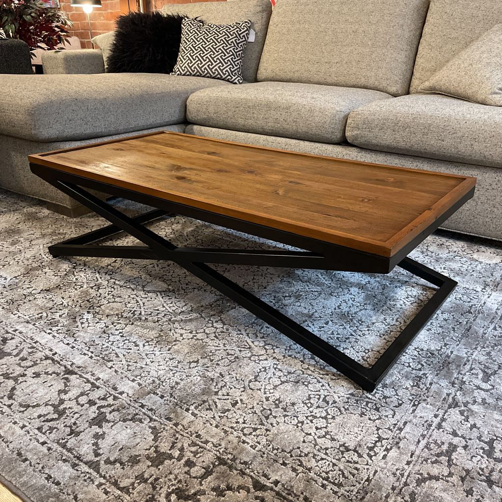 X Base Coffee Table with Double Tray Top