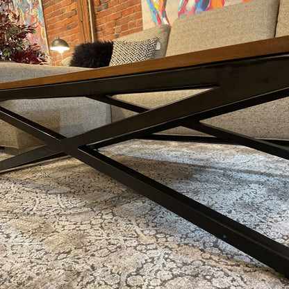 X Base Coffee Table with Double Tray Top