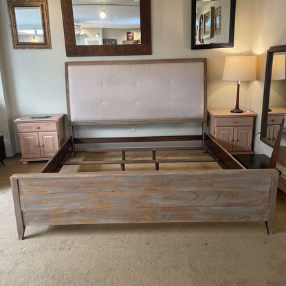 Grey Wood Trim King with Grey Upholstered Bed Frame C BED FRAMES