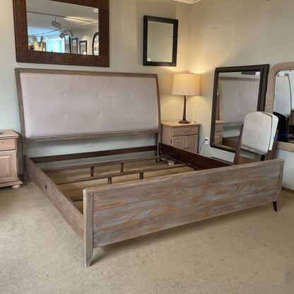 Grey Wood Trim King with Grey Upholstered Bed Frame C BED FRAMES