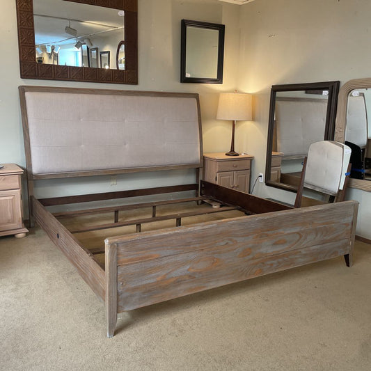 Grey Wood Trim King with Grey Upholstered Bed Frame C BED FRAMES