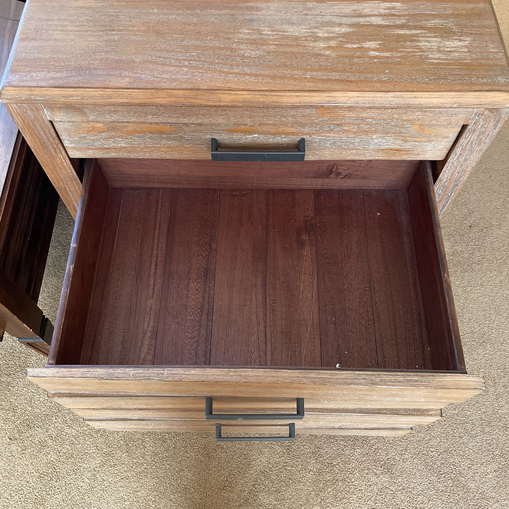 Grey Wood 3 Drawer Nightstand with Power