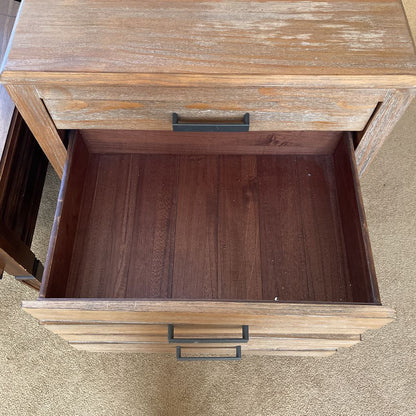 Grey Wood 3 Drawer Nightstand with Power