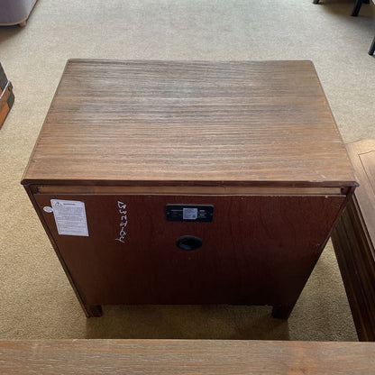 Grey Wood 3 Drawer Nightstand with Power