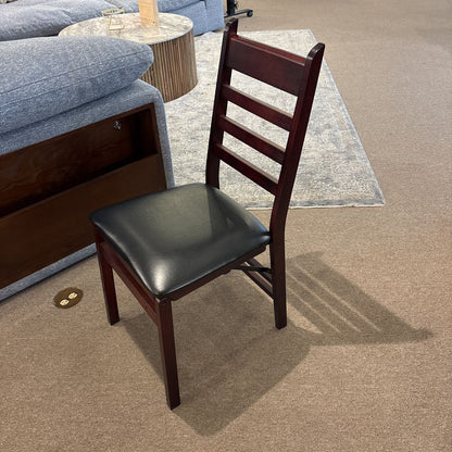 Set of 4 Folding Wood Dining Chair w/Leather Seat