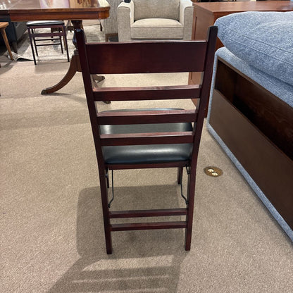 Set of 4 Folding Wood Dining Chair w/Leather Seat