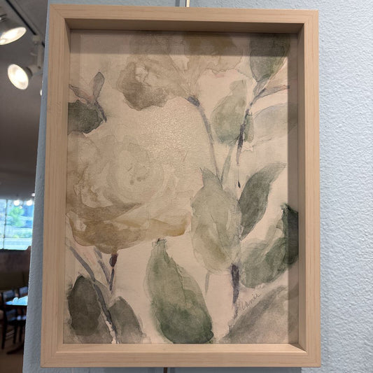 White Wood Frame Floral Art