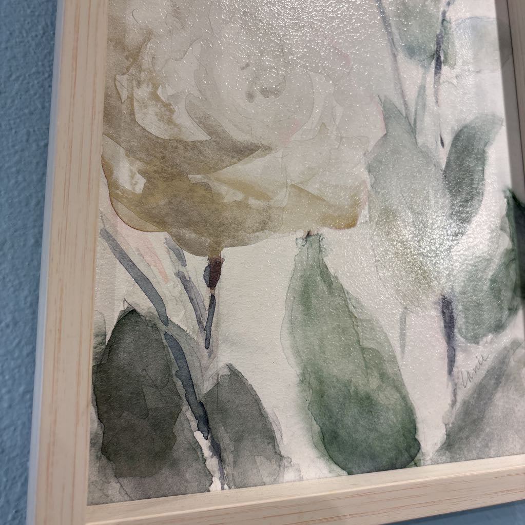 White Wood Frame Floral Art