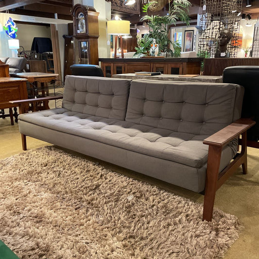 Dania Grey Tufted Fabric Wood Frame Click Clack Sofa