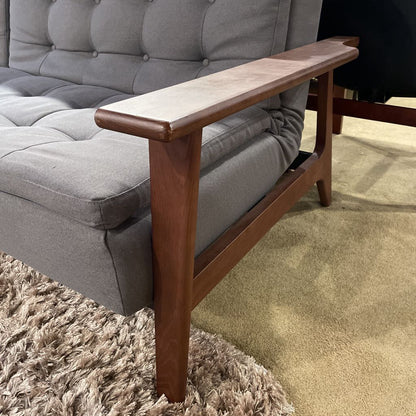 Dania Grey Tufted Fabric Wood Frame Click Clack Sofa