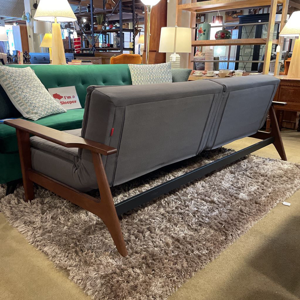 Dania Grey Tufted Fabric Wood Frame Click Clack Sofa