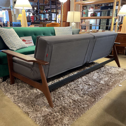 Dania Grey Tufted Fabric Wood Frame Click Clack Sofa