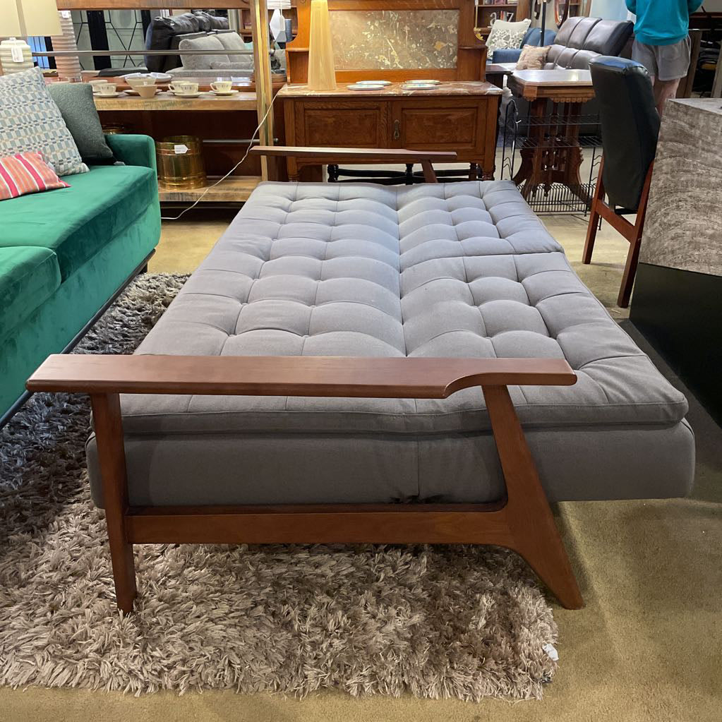 Dania Grey Tufted Fabric Wood Frame Click Clack Sofa