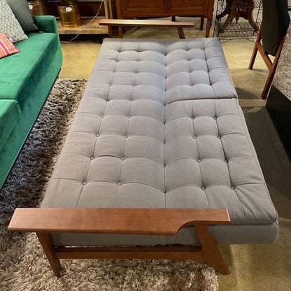 Dania Grey Tufted Fabric Wood Frame Click Clack Sofa