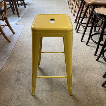 Pale Mustard Metal Industrial Stool