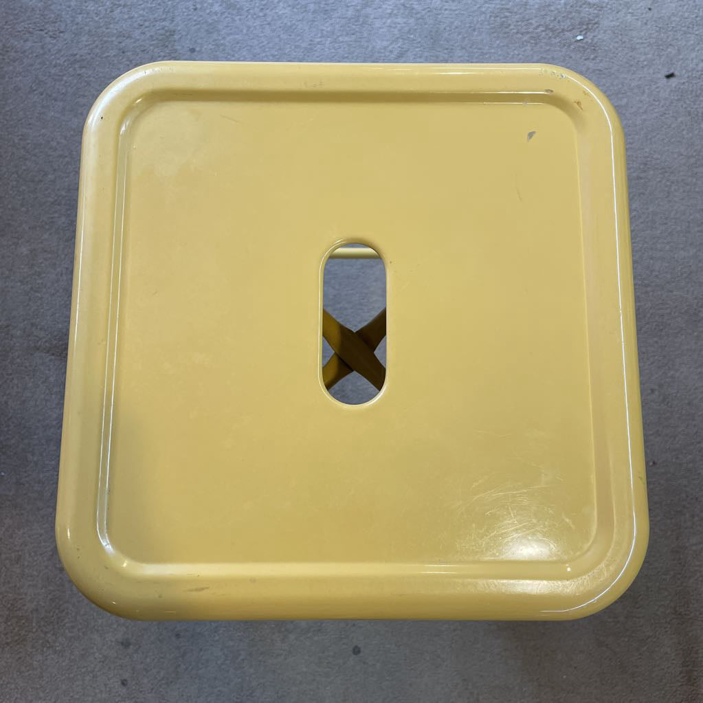 Pale Mustard Metal Industrial Stool