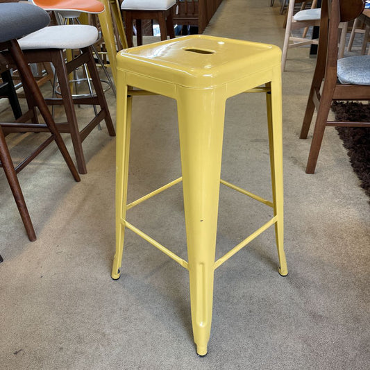 Pale Mustard Metal Industrial Stool