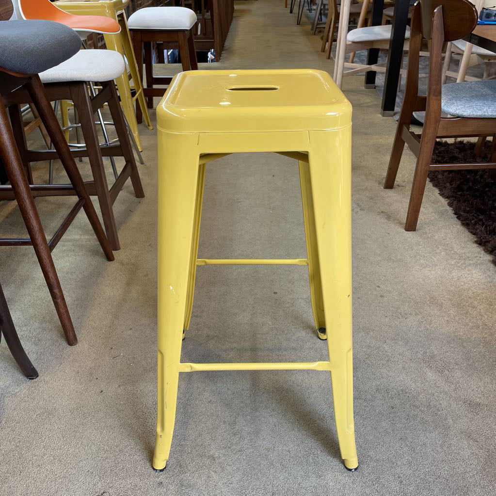 Pale Mustard Metal Industrial Stool