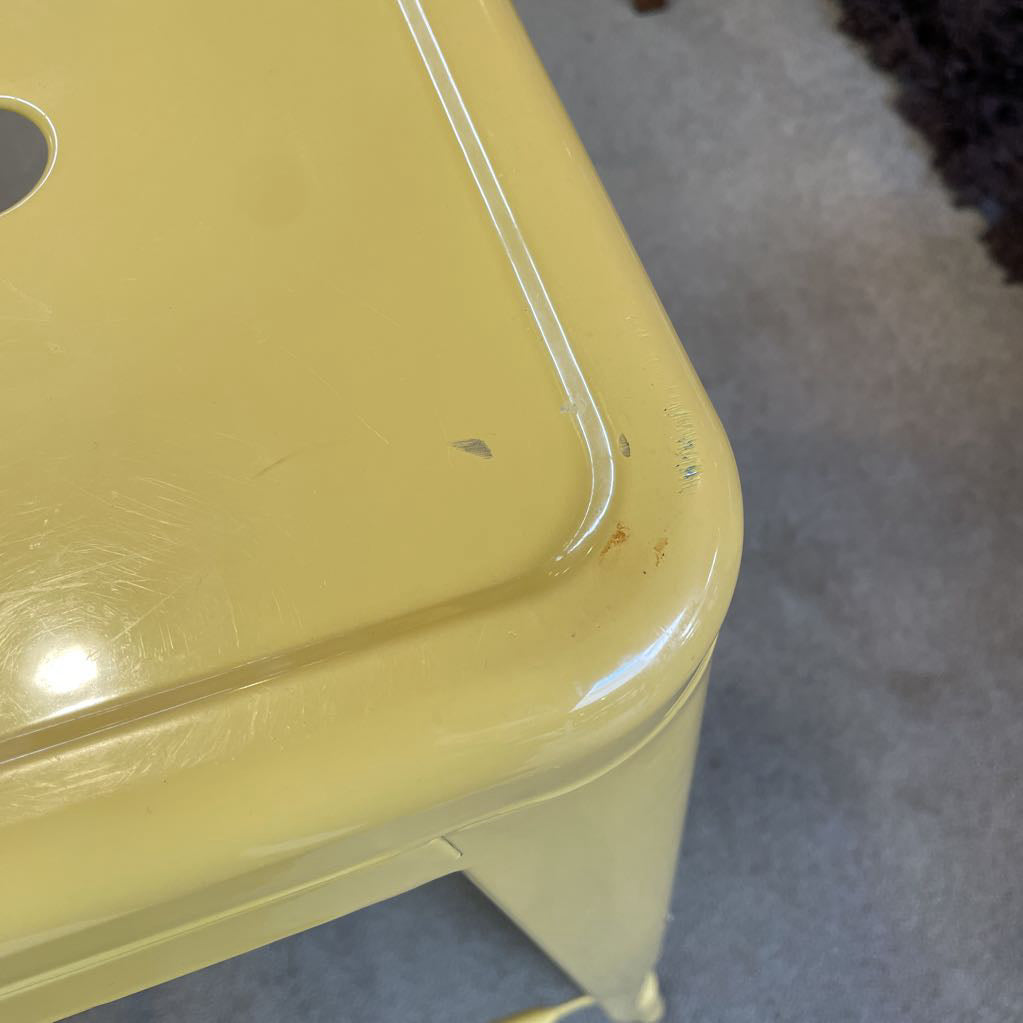 Pale Mustard Metal Industrial Stool